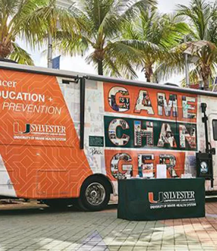 Image of Sylvester Comprehensive Cancer Center at the University of Miami Miller School of Medicine’s Game Changer vehicle