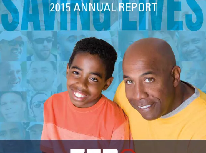 A cover of a document showing a bold African American father with his kid