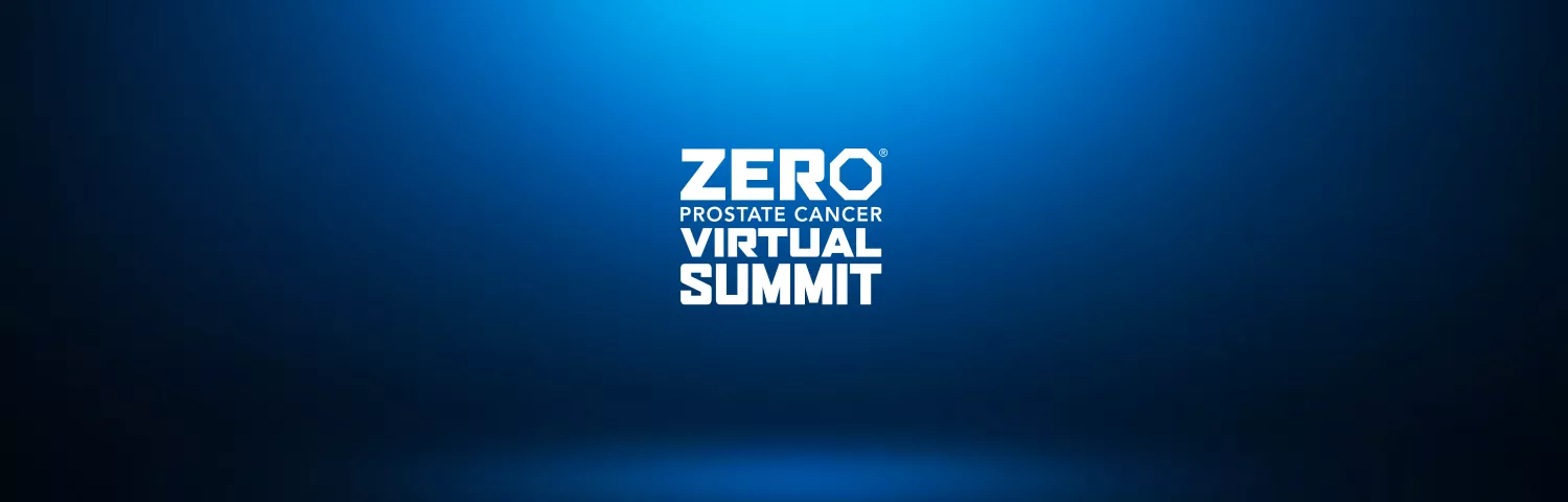Blue banner that says "ZERO Prostate Cancer Virtual Summit"