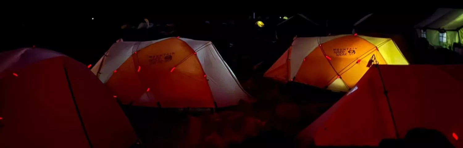 tents at night on mount Kilimanjaro