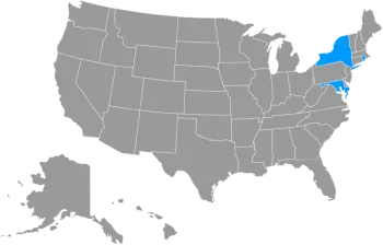 Map of USA with rhode island in blue