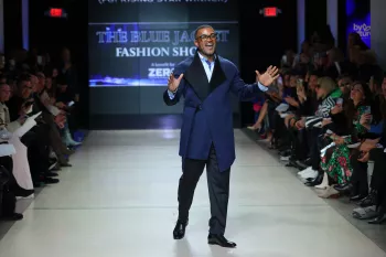 Man in blue jacket on fashion runway Tyrone Brewer Janssen's president of U.S. oncology took to the runway for the first time