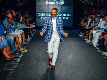 Don Lemon walking the runway at a Blue Jacket Fashion Show