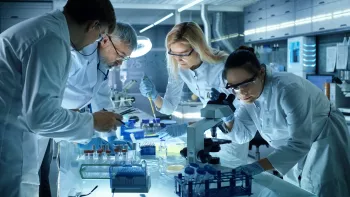 A group of scientists working in a lab