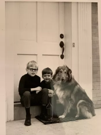 Kirk Larson old family photo with a dog