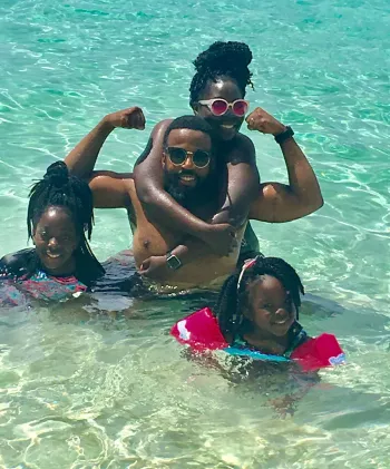 Mical Roy and his cute family in the ocean