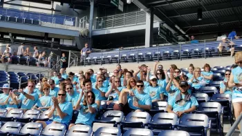 Team Lovey at a stadium