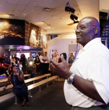 Victor Murray speaking at a NASA facility