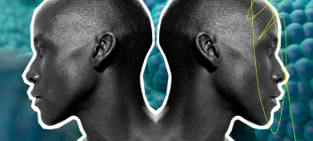 A black man's side profile digitized and reflected backward over the y-axis for an aesthetic photo