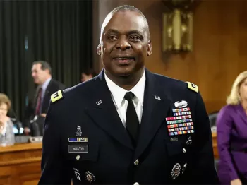 U.S. Secretary of Defense, Lloyd Austin, wearing his military dress uniform