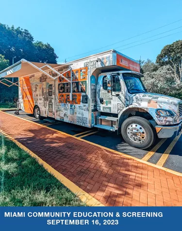 The University of Miami Sylvester Comprehensive Cancer Center's mobile PSA screening bus.