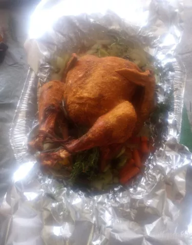 A roasted chicken