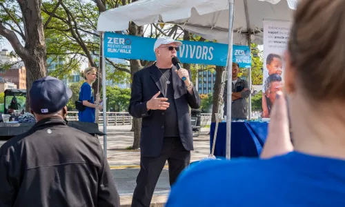 Jay Jay French speaks at the 2022 New York City Run/Walk