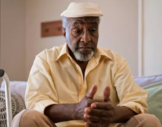 Mautre distressed Black man with a prostate cancer diagnosis