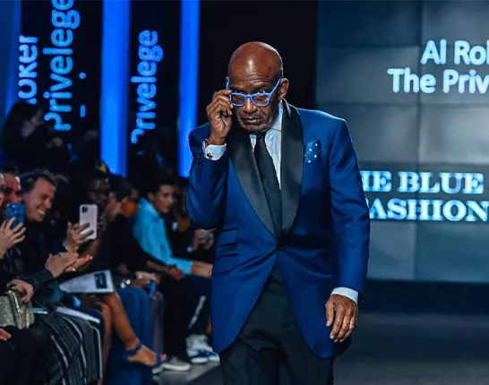NBC Star Al Roker walking the runway at the Blue Jacket Fashion Show