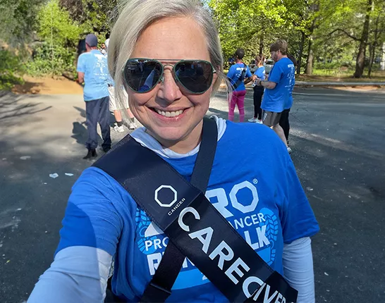 ZERO President & CEO at a Run Walk wearing a caregiver sash