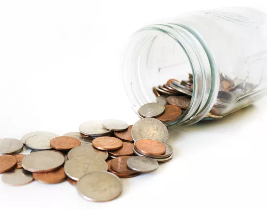 Jar with metal coins