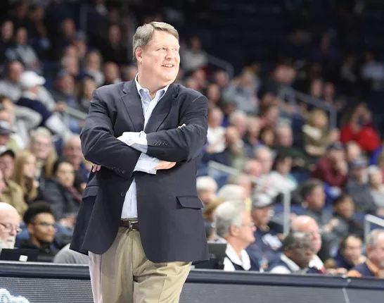 ODU Basketball Coach Jeff Jones courtside