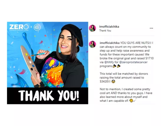 OfficialChiKa Gaming x ZERO Prostate Cancer PAINTING FOR A CAUSE WITH CHIKASSO  post on instagram