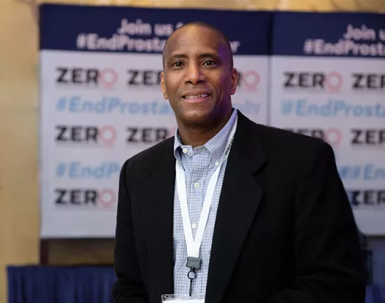 Prostate cancer survivor Robert Ginyard at a 2020 event