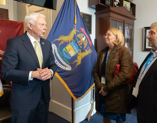 Rep. Jack Bergman speaks with prostate cancer patient and caregiver