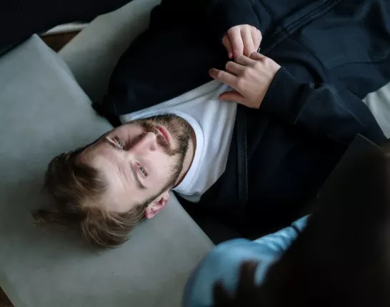 Man seeking out therapy for symptoms related to his prostate cancer diagnosis