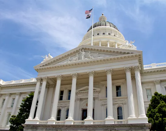 The State of California capitol building in Sacramento