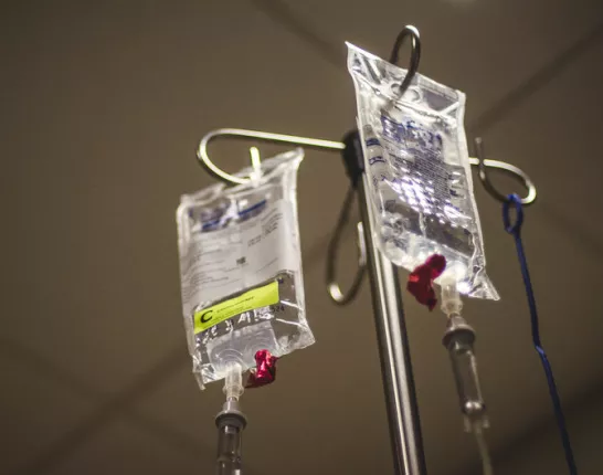 Bags of IV-drip chemotherapy injections