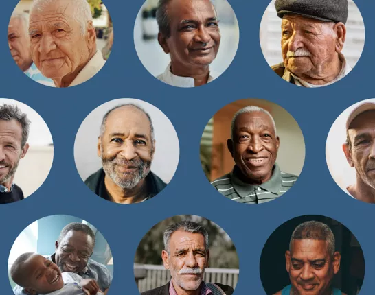 Image with multiple faces of men living with prostate cancer