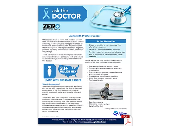PDF Preview: Ask the Doctor - Living with Prostate Cancer (One Pager)