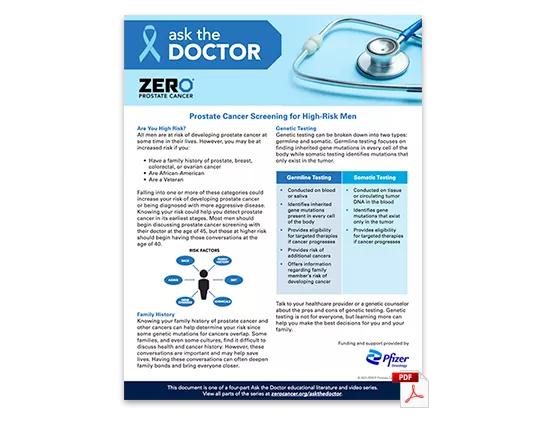 PDF Preview: Ask the Doctor - Prostate Cancer Screening (One Pager)