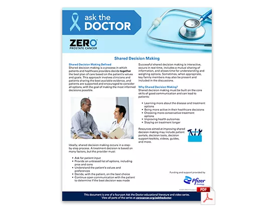 PDF Preview: Ask the Doctor - Share Decision Making (One Pager)