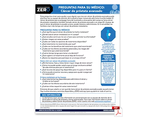 Vista previa en PDF: Preguntas Para Su Médico - Cáncer de próstata avanzado