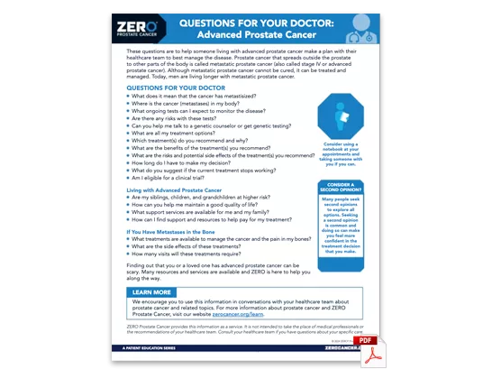 PDF Preview: Questions for your Doctor - Advanced Prostate Cancer