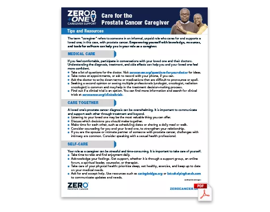 PDF Preview: Caregiver Tips and Resources (One-Pager)