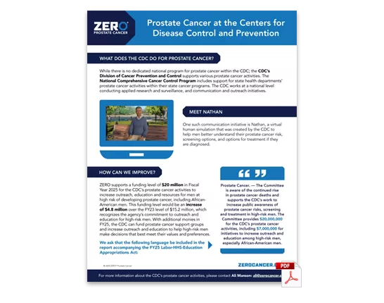 PDF Preview: Prostate Cancer at the CDC (One-Pager)