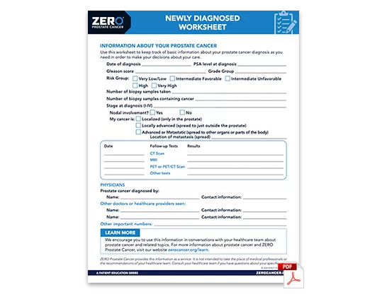 PDF Preview: Newly Diagnosed Worksheet