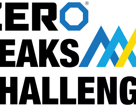 ZERO logo with a blue hexagonal shape and stylized mountain peaks in shades of blue and yellow
