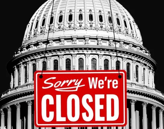 Capital Building with closed sign