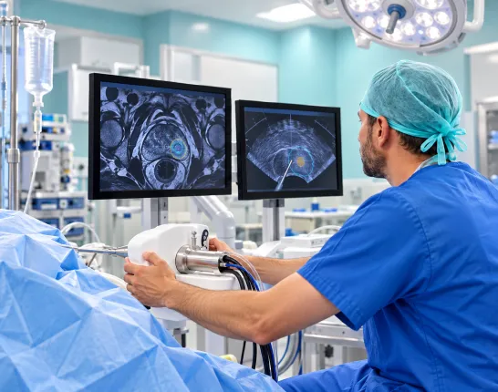 doctor performing focal therapy for prostate cancer
