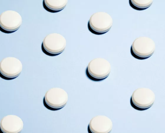 White Pills with blue background
