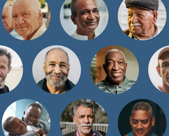 Image with multiple faces of men living with prostate cancer