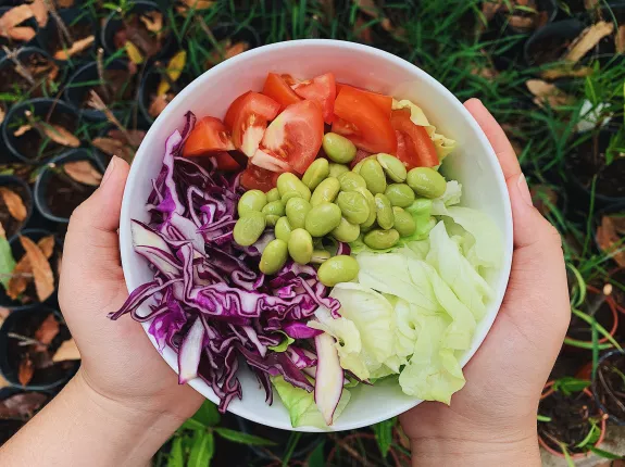 Plate filled with chopped vegetables