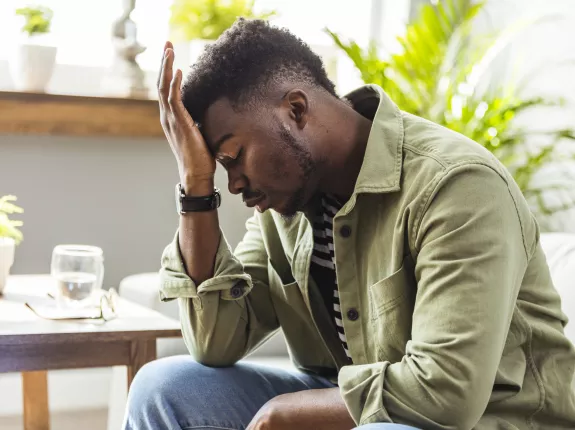 Young distressed black man