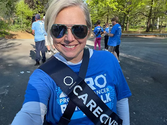 ZERO President & CEO at a Run Walk wearing a caregiver sash