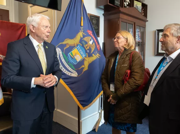 Rep. Jack Bergman speaks with prostate cancer patient and caregiver