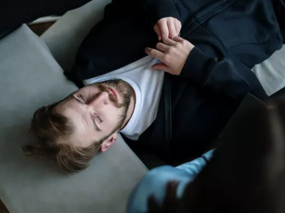 Man seeking out therapy for symptoms related to his prostate cancer diagnosis