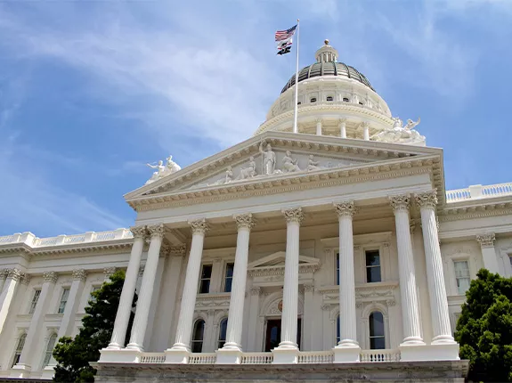 The State of California capitol building in Sacramento