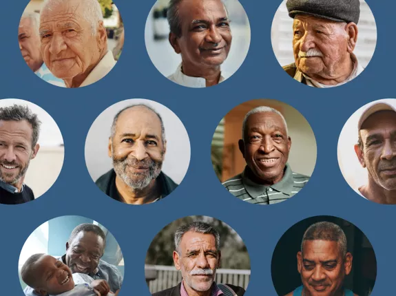 Image with multiple faces of men living with prostate cancer