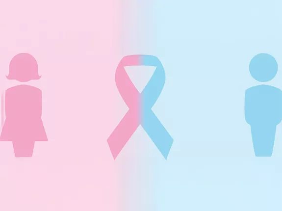 BCAM and PCAM graphic of male and female outline figure with ribbon in the middle